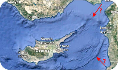 de bodemlijnen rond Cyprus meer zichtbaar